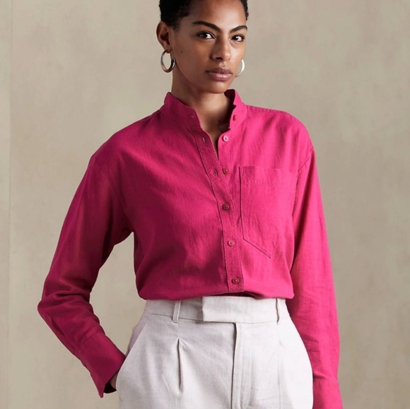 Banana Republic Linen Blend Long Sleeve Shirt (NWT) - Picture 3 of 6